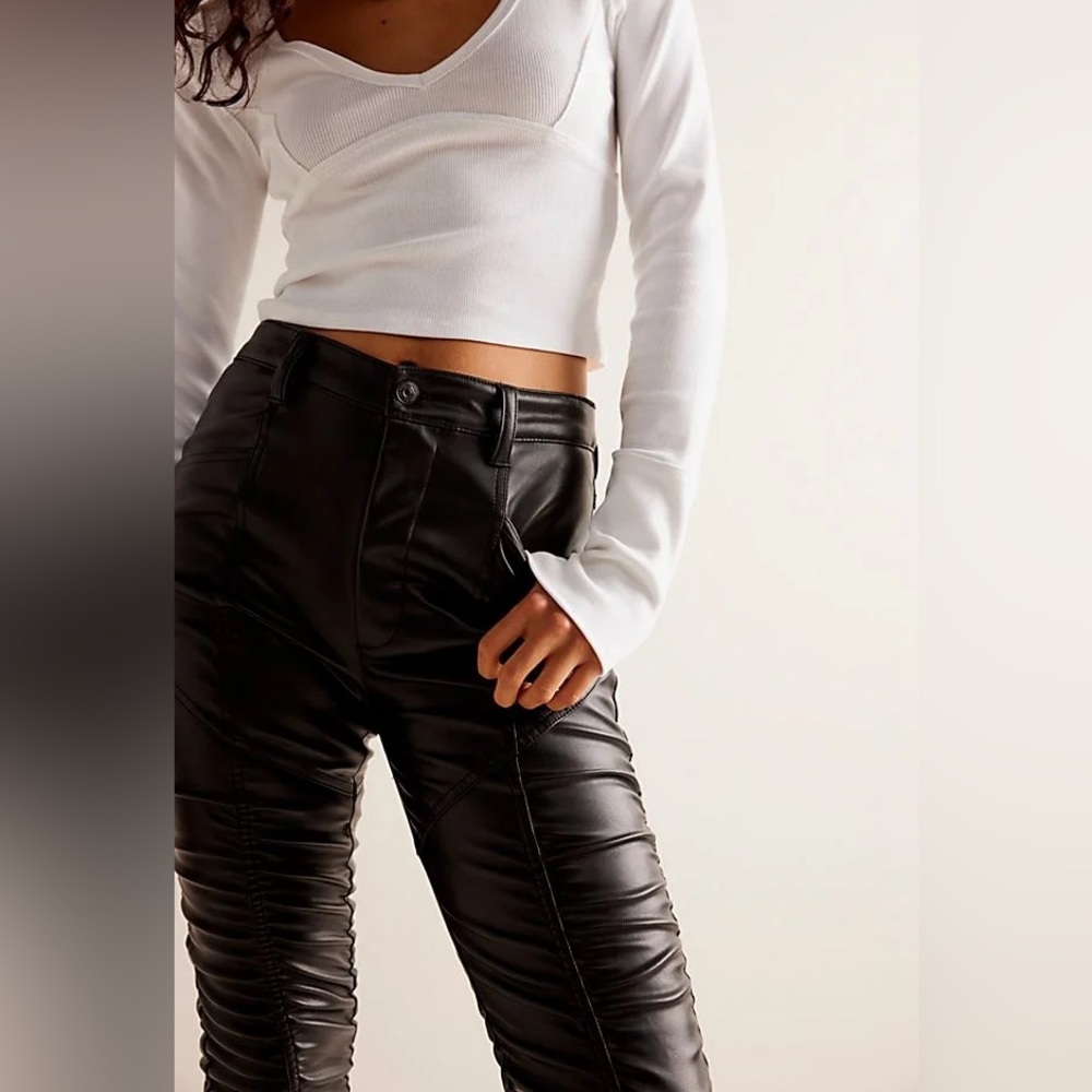 Free People All Shook Up Vegan Leather Pants - Picture 2 of 5
